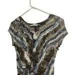 Knot Front Dress Abstract Print Casual Short Sleeve Dress Size S Gray Photo 6