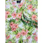 First Vision By Shirin Vintage First Vision Green & Pink Hibiscus Floral Tropical Sequin Pant Shirt Set Photo 6