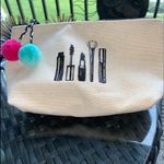 MAKEUP THEME COSMETIC BAG WITH POM POMS Tan Photo 4