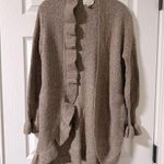 Hinge  Tan Light Brown Cardigan Ruffle Sweater Photo 0