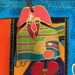 Laurel Birch small bag wood handle bird dog cat horse design wood dog tag EUC Green Photo 11