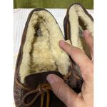 UGG  Australia Womens Sheepskin Moccasin Slippers Size 9 Brown Suede & Wool Lined Photo 2