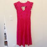 Anthropologie RANNA GIL Tomine Eyelet Midi Dress in Hot Pink NWT Photo 3