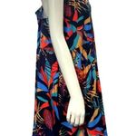 CCC Colorful Bohemian Style Spaghetti Strap Dress V Neck Tropical Leaf Print Med Blue Size undefined Photo 3