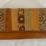 Fossil Forrest Fairy Boho  Tan Brown Patchwork Suede Leather Envelope Wallet Photo 4