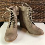 Nautica Taupe Korce Lace-Up Wedge Ankle Boots Photo 2