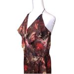 Haute Hippie Brown Floral Print Backless Halter Silk Mini Dress Size Medium Photo 2