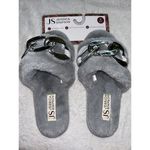 Jessica Simpson Gray Faux Fur Slide Slippers with Silver Chain Womens Size S 6-7 Photo 1