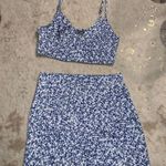 ZARA -  nwot blue floral satin top & skirt set  cutout boho summee classic party Photo 5