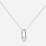 Boutique White Gold Filled Heart Lock Diamond Simulate Pendant Necklace NEW Photo 0