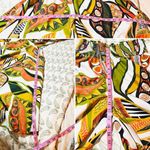 Cato  Vibrant Flowy Tropical Satin Extra Wide Leg Palazzo Pants Green Orange M Photo 9