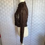 Cache RARE Brown Beaded Embroidered Collared Button Front Bolero Jacket M Photo 4