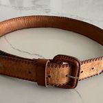 Anthropologie Vintage Embroidered Leather Belt Camel Multicolor Woven Fabric Med Photo 1