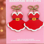 Handmade Santa Dress Christmas Earrings – Cute Holiday Red Dangle Earrings Photo 0