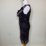 Vintage Lace Mesh Ruffle Sheath Dress Sz Medium Purple Black Photo 2