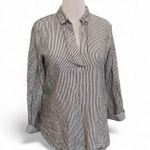 J.Crew  Women's linen cotton blend Popover black white Striped Tunic Top shirt M Photo 0