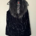 Adrienne Landau Womens Black Faux Fur Long Vest Pockets Lined Size Medium Photo 1