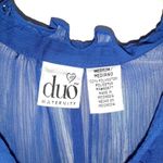 Duo Maternity Blue Sheer Blouse Tunic Top Tie Waist Belt Size Medium Photo 1