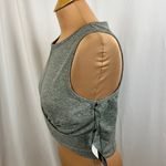 Zobha  Standard Melange Twist Front Yoga Crop Top in Balsam Green Heather Photo 3