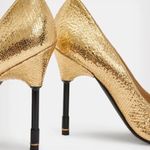 All Saints Gold Speckled Black Nova Metallic Leather Court Shoes Heels Photo 4