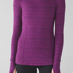 Lululemon  Kanto catch me purple and black striped long sleeve with square neck Photo 0