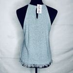 fab'rik Fab’rik Blue Heathered Sleeveless Sweater Sz M Fringe Hem Lightweight Halter NWT Photo 4