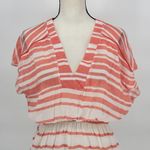 Athleta Beach Cover Up Tassel Trim Stripe Coral & White Size Xsmall Photo 5