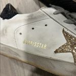 Golden Goose White Sneakers with Gold Star and Black Glitter Heel Tab Size 39 Photo 8