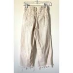 ZARA  Wide Leg High Rise Raw Hem Denim Jeans Bone Tan Size 0 Photo 2