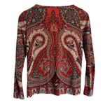 Etro Italian Luxury Red Paisley Print Long Sleeve Pure Wool Top Size Small Photo 7