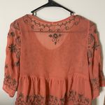 Free People  Burnt Orange Embellished 3/4 Sleeve Blouse XS Excellent Condition Photo 4