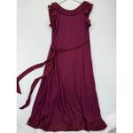 Tory Burch  Whitney Wrap ASO Burgundy Pleated Ruffle Wrap Midi Dress S P READ Photo 5