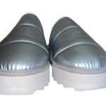 Maeve Anthropologie  Puffy Platform Slipper Shoes Silver size Medium Photo 4