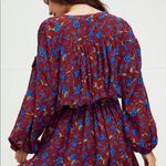 Free People  Flower Fields Mini Dress Small Burgundy Blouson Boho Bohemian NWT Photo 2