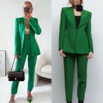 ZARA New ‎ Women Green Lapelless Fitted Blazer Size Medium Photo 2