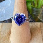 Tanzanite & CZ Sterling Silver Heart Ring Purple Photo 0