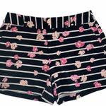 Elle  Black and Pink Floral Chino Shorts Size 2 Photo 0