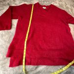 Ava & Viv Sweater Womens 1X Magenta Red Fuzzy Soft Comfy Pullover V-Neck Photo 2