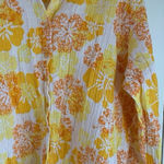 O Shirt Happy Yellow Crinkle Gauze‎ Blouse Womens Plus Size 22W Button Up Church Photo 0