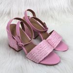 Bamboo New  Maddy Braided Raffia Open Toe Buckle Strap Block Heel Sandals Shoes Pink Photo 2
