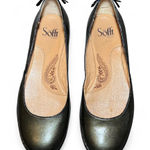 Sofft Metallic Leather Ballet Flats Womens 8.5 Olive Green Lace Up Comfort Photo 0