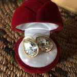 Trifari  Vintage Gold Crystal Tear Drop Earrings Photo 4