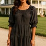 Old Navy  Midi Dress Charcoal Gray Cottagecore Boho Embroidered Tier Prairie XXL Photo 0