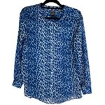 Clara Sun Woo Blue Animal Print Long Sleeves Button Up Shirts Size XS Photo 0