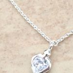Sterling Silver 925 CZ Heart Charm Anklet Adjust Photo 1