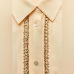 ZARA  EMBROIDERED SATIN EFFECT BLOUSE BUTTON DOWN SHIRT TOP YELLOW SIZE M NEW Photo 10