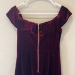 PremierAmour Red Velvet Off the Shoulder dress | Size 10 Photo 6
