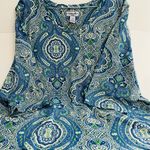 Caribbean Joe  Paisley Print Blue and Green Women's Top Photo 0