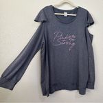 Livi Active “Pink is the New Strong” Gray Cold Shoulder Sweatshirt Size 18 Photo 1