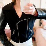 Blanc Noir Faux Leather Moto Jacket Black M Photo 0
